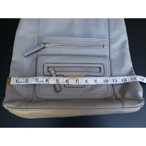 Tignanello Gray Leather Crossbody Shoulder Hand Bag Purse Several Compartments - Picture 9 of 12